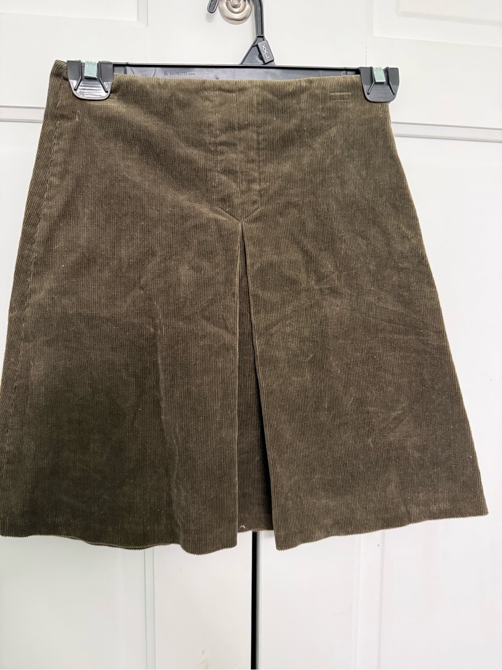 J. Crew Olive Corduroy Pleated A-Line Skirt
